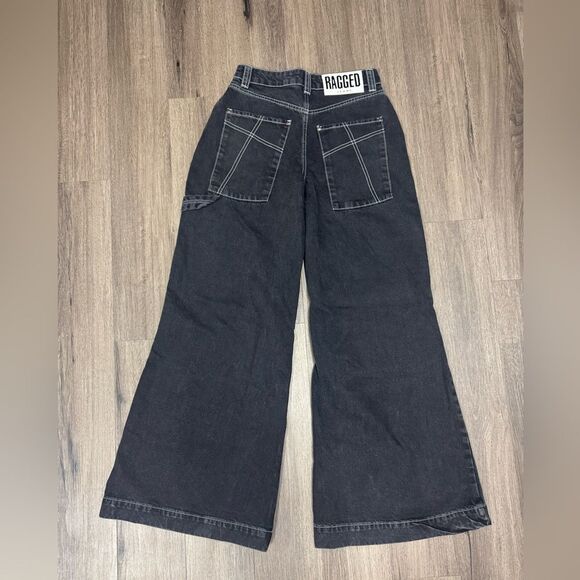 Free People The Ragged Priest Sweeper Jeans Wide Leg Black Sz 24 - Picture 4 of 6